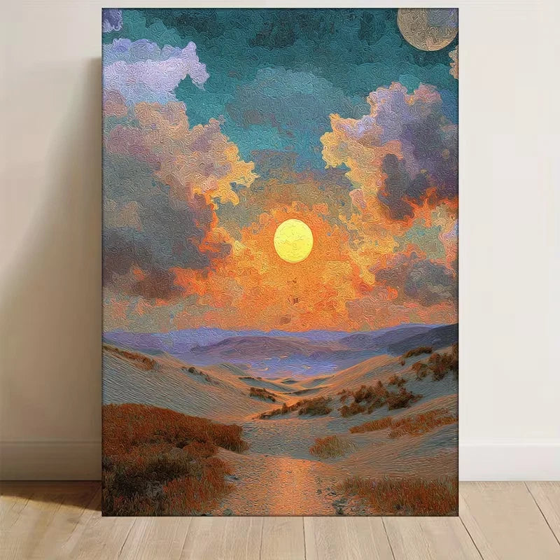 Surreal Sunrise Over Dunes Metal Print Ready to Hang