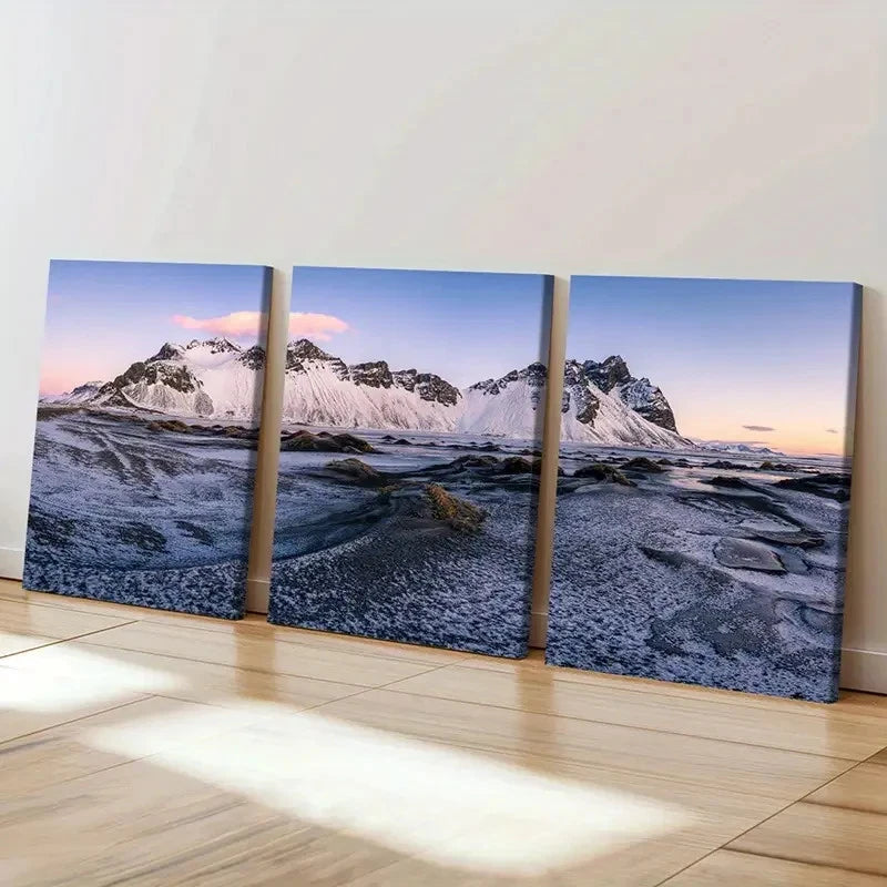 3pcs Snowscape Snow Mountain Modern Wall Art Set Canvas Framed 50x70cm - High Quality Print 100% Australian Made Wall Canvas Ready to Hang - Bella Home Decor