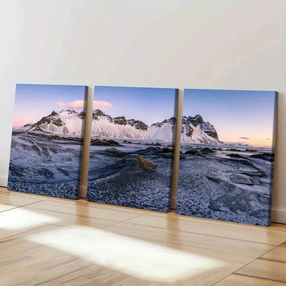 3pcs Snowscape Snow Mountain Modern Wall Art Set Canvas Framed 50x70cm - High Quality Print 100% Australian Made Wall Canvas Ready to Hang - Bella Home Decor