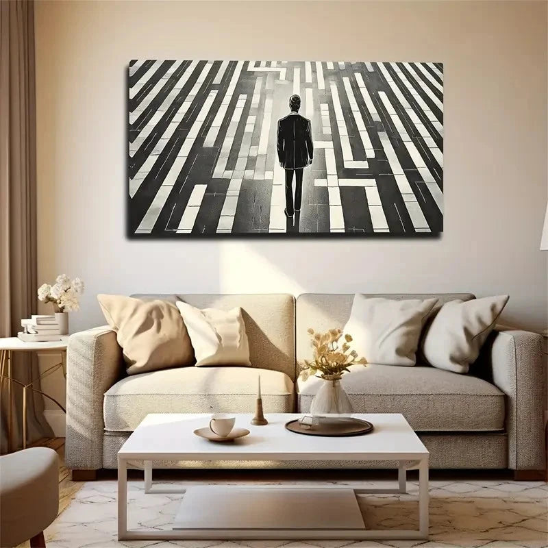 A Man In A Suit Walking Through Wall Art Canvas Office Home Room Framed 120x60cm
