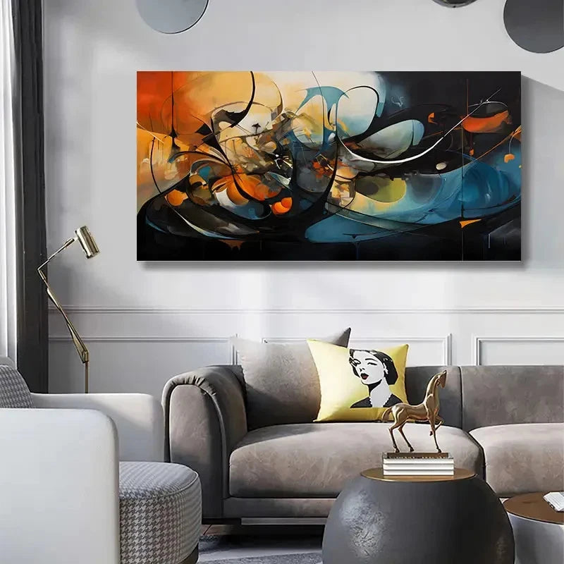 Abstract Geometric Color Graffi Wall Art Canvas Office Home Room Framed 120x60cm