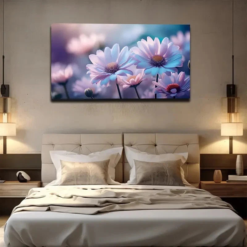 Blooming Daisies in Sunlight Wall Art canvas office home room framed 120x60cm - Bella Home Decor