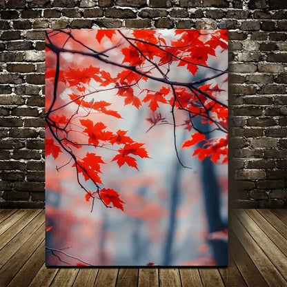 Beautiful Autumn Maple Forest Painting 40x60cm Metal Print Ready to Hang - Bella Home Decor