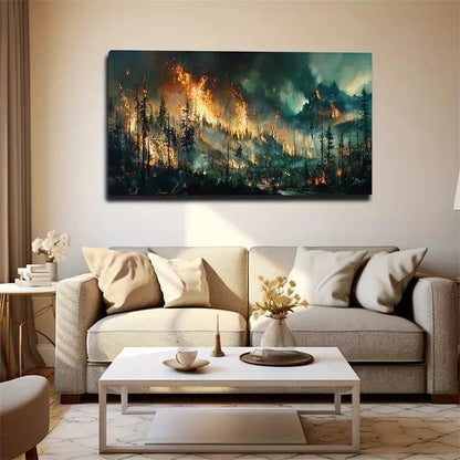 Exquisite Festival Forest Fire Wall Art Canvas Office Home Room Framed 120x60cm