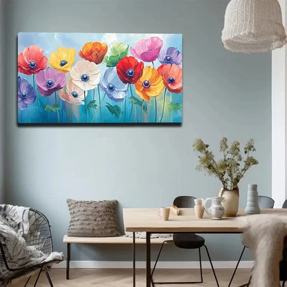 Vibrant Poppy Design In Red Wall Art canvas office home room framed 120x60cm - Bella Home Decor