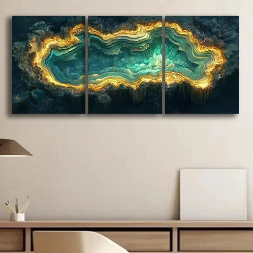3pcs Abstract Aerial Emerald Green Photography Wall Art Canvas Unframed - High Quality Print 100% Australian Made Wall Canvas - Bella Home Decor