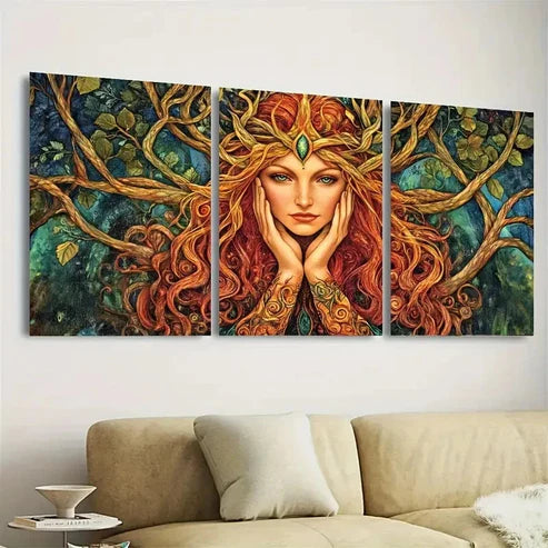3pcs Celtic Goddess Brigids Healing  Wall Art Set Canvas Unframed - High Quality Print 100% Australian Made Wall Canvas - Bella Home Decor