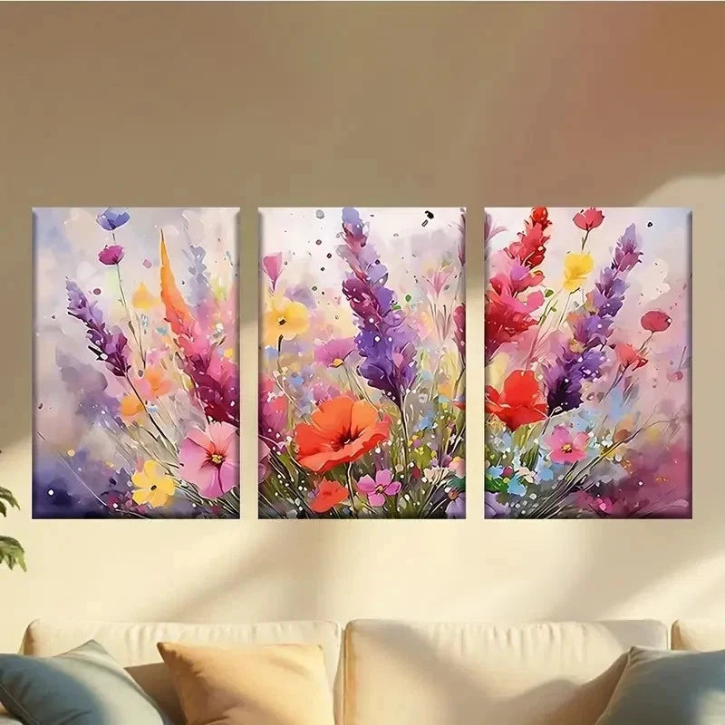 3pcs  painting of flowers in a vase Wall Art Set Canvas Framed 60x90cm - High Quality Print 100% Australian Made Wall Canvas Ready to Hang - Bella Home Decor