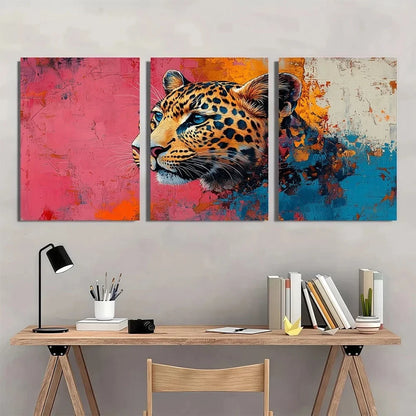 3pcs Matisse Leopard Vibrant Animal Wall Art Set Canvas Framed 60x90cm - High Quality Print 100% Australian Made Wall Canvas Ready to Hang