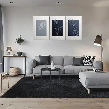 3pcs Modern Abstract Line Minimalist Floral Metal Print Ready to Hang Art