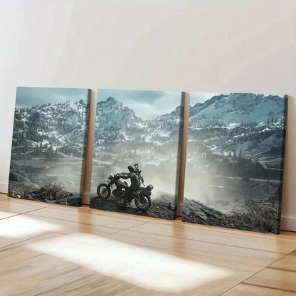 3pcs Days Gone Game Snow Mountain Landscape Wall Art Set Canvas Framed 50x70cm - High Quality Print 100% Australian Made Wall Canvas Ready to Hang - Bella Home Decor