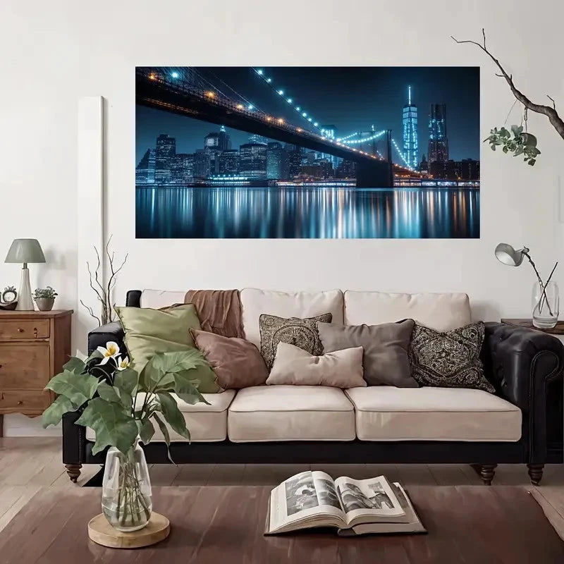 Modern Vintage NYC Skyline Wall Art Canvas Office Home Room Framed 120x60cm