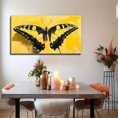 Yellow Butterfly Affordable Wall Art Canvas Office Home Room Framed 120x60cm