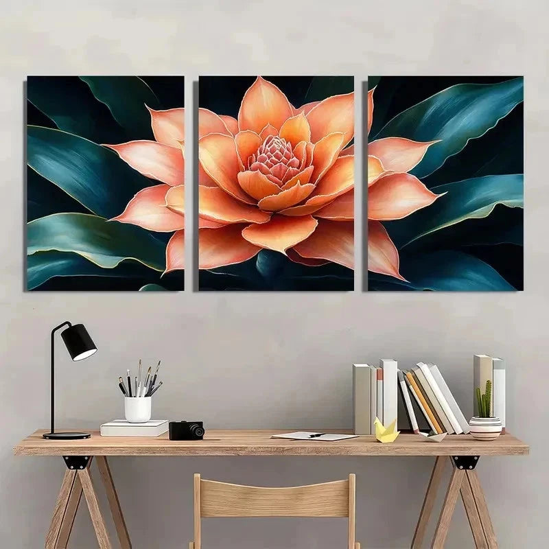 3pcs Bromeliad Bromeliaceous Tropical Perfect Wall Art Set Canvas Framed 40x60cm - High Quality Print 100% Australian Made Wall Canvas Ready to Hang - Bella Home Decor