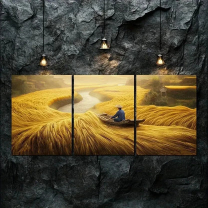 3pcs Stunning Autumn Scenery Nature Perfect Wall Art Set Canvas Framed 50x70cm - High Quality Print 100% Australian Made Wall Canvas Ready to Hang