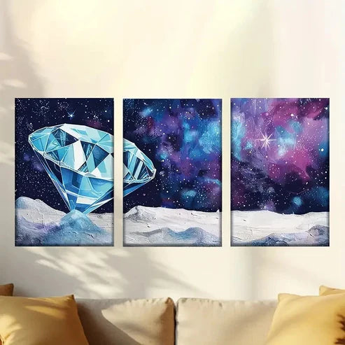 3pcs Diamonds under the stars Wall Art Set Canvas Unframed - High Quality Print 100% Australian Made Wall Canvas - Bella Home Decor