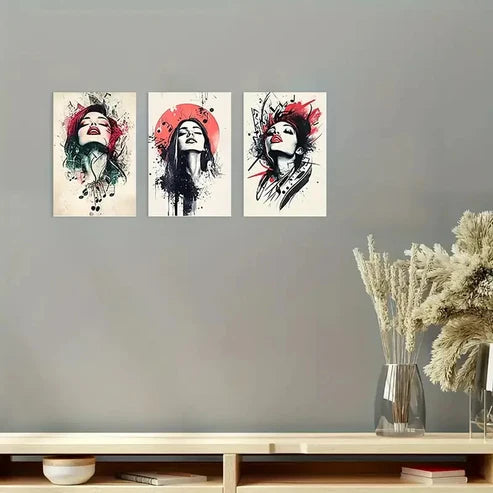 3pcs Music Artists with Dynamic Brushstroke Wall Art Set Canvas Unframed - High Quality Print 100% Australian Made Wall Canvas