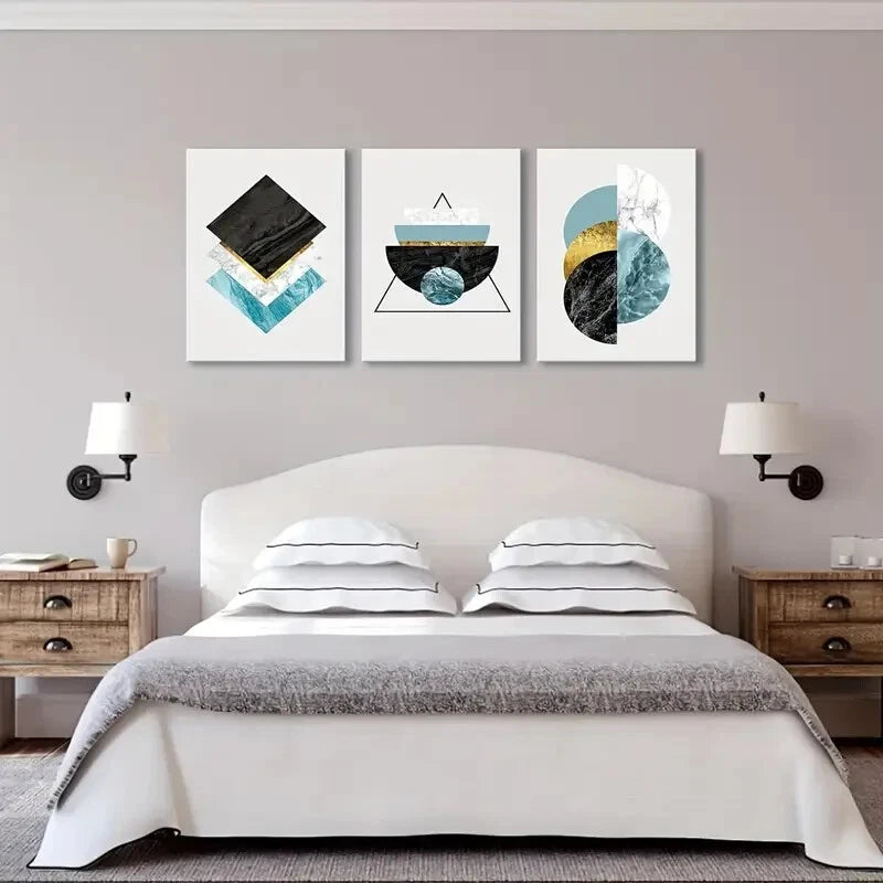 3pcs Versatile Marble Patterns Metal Print Ready to Hang Art - Bella Home Decor