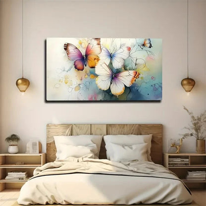 Abstract Colorful Butterflies Wall Art canvas office home room framed 120x60cm - Bella Home Decor