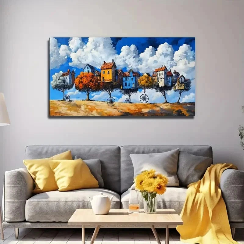 Tree House Painting Wall Art Canvas Office Home Room Framed 120x60cm