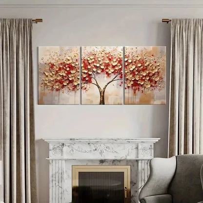 3pcs Abstract Golden Leaves Tree Vintage Wall Art Canvas Unframed - High Quality Print 100% Australian Made Wall Canvas - Bella Home Decor