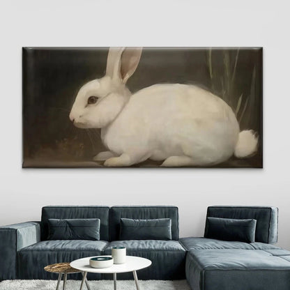 Minimalist White Rabbit Wall Art Canvas Office Home Room Framed 120x60cm
