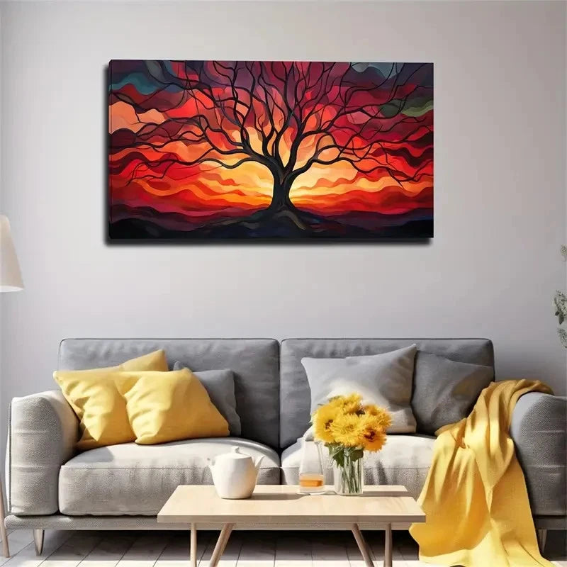 The Wilted Tree Under Sunset Wall Art Canvas Office Home Room Framed 120x60cm