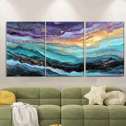3pcs Black Reef Painting, Abstract Landscape Metal Print Ready to Hang Art - Bella Home Decor