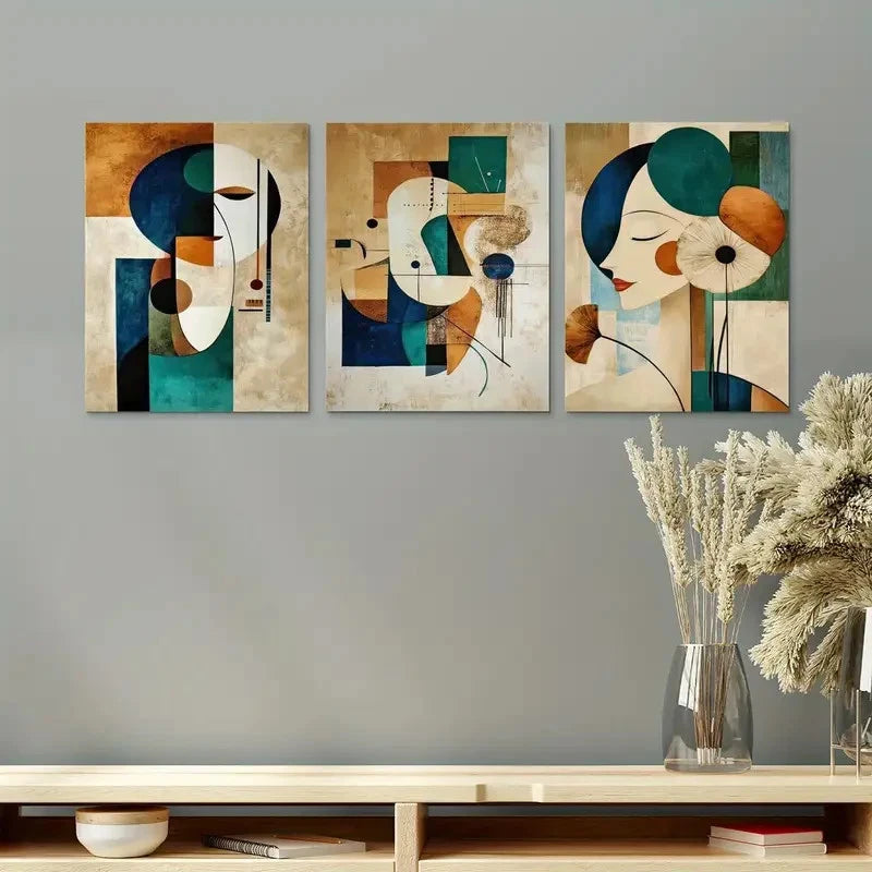 3pcs Dormitory Decoration, Abstract  DD Wall Art Set Canvas Framed 50x70cm - High Quality Print 100% Australian Made Wall Canvas Ready to Hang - Bella Home Decor