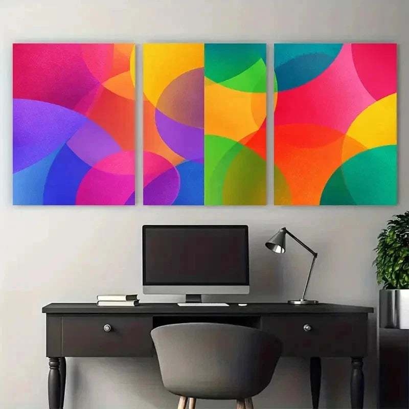 3pcs Color Block Colorful Abstract Perfect Wall Art Set Canvas Framed 50x70cm - High Quality Print 100% Australian Made Wall Canvas Ready to Hang - Bella Home Decor