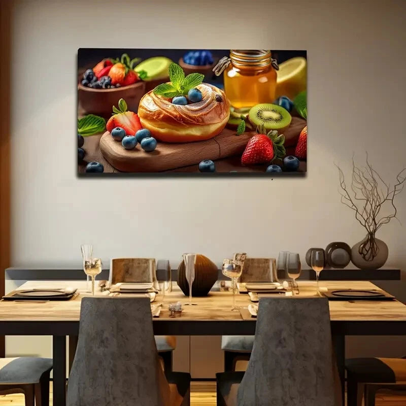Vibrant Fruits Berries Design Wall Art Canvas Office Home Room Framed 120x60cm - Bella Home Decor