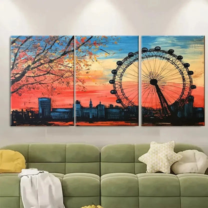 3pcs Vibrant Sunset & Autumn Tree Scenery MN  Wall Art Set Canvas Framed 60x90cm - High Quality Print 100% Australian Made Wall Canvas Ready to Hang