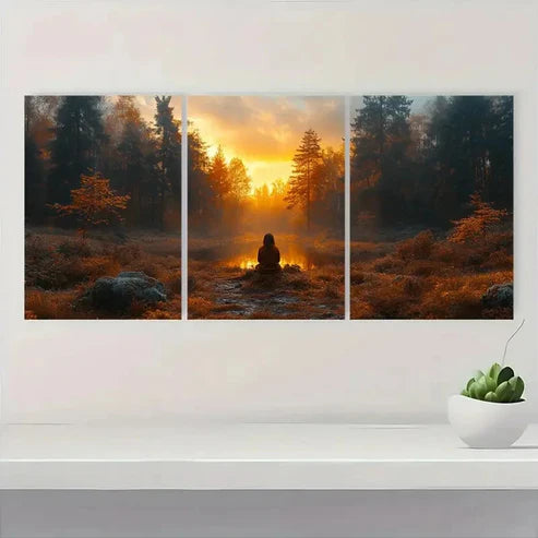 3pcs Fall Forest Landscape Photography Wall Art Canvas Unframed - High Quality Print 100% Australian Made Wall Canvas