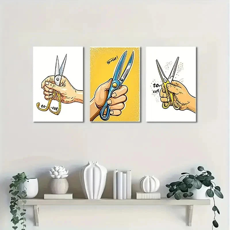 3pcs Barber Shop Decorative BS  Wall Art Canvas Framed 40x60cm - High Quality Print 100% Australian Made Wall Canvas Ready to Hang - Bella Home Decor
