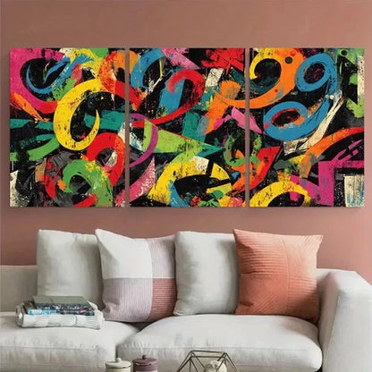 3pcs Artwork Graffiti Abstract Street Perfect Wall Art Set Canvas Unframed – High Quality Print 100% Australian Made Wall Canvas - Bella Home Decor
