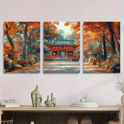 3pcs Kiawes Hausa Ukiyo-E Japanese Perfect Wall Art Set Canvas Framed 50x70cm - High Quality Print 100% Australian Made Wall Canvas Ready to Hang