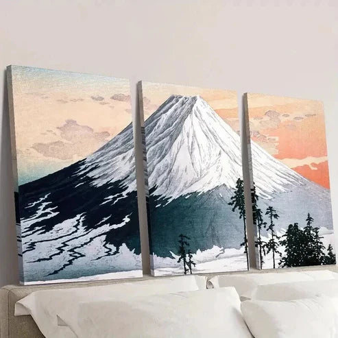 3pcs Mount Fuji Mountain Scenery Decoration Wall Art Canvas Unframed - High Quality Print 100% Australian Made Wall Canvas