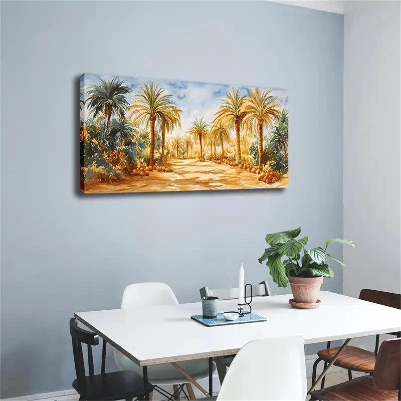 Realistic Watercolor Coconut Wall Art Canvas Office Home Room Framed 120x60cm