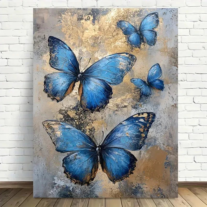 Beautiful Modern Vintage Design with Vibrant Blue 40x60cm Metal Print Ready to Hang