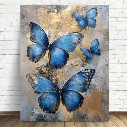 Beautiful Modern Vintage Design with Vibrant Blue 40x60cm Metal Print Ready to Hang
