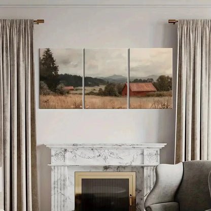 3pcs Rustic Barn Rolling Hills Serene Landscape Wall Art Set Canvas Framed 40x60cm - High Quality Print 100% Australian Made Wall Canvas Ready to Hang - Bella Home Decor
