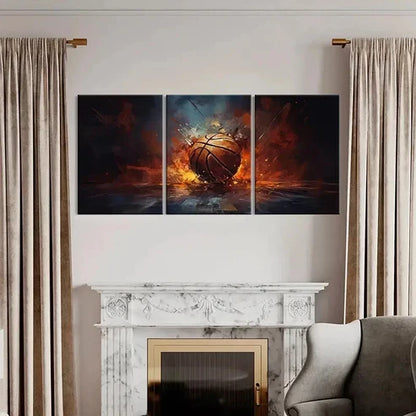 3pcs Abstract Basketball Aesthetic Wall Art Canvas Unframed - High Quality Print 100% Australian Made Wall Canvas - Bella Home Decor
