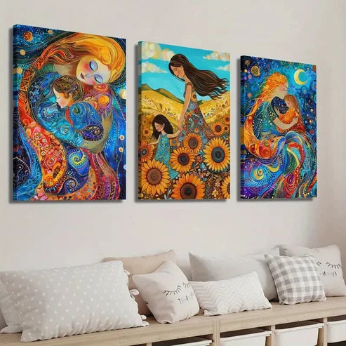 3pcs Vibrant Mother's Love Wall Art Set Canvas Unframed - High Quality Print 100% Australian Made Wall Canvas
