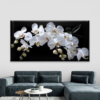 Elegant White Orchid Abstract Wall Art Canvas Office Home Room Framed 120x60cm