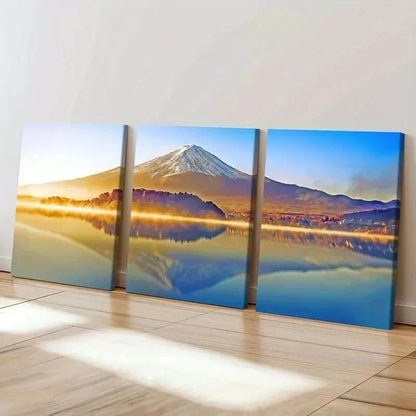 3pcs Natural Snow Mountain Lake Modern Wall Art Set Canvas Framed 50x70cm - High Quality Print 100% Australian Made Wall Canvas Ready to Hang