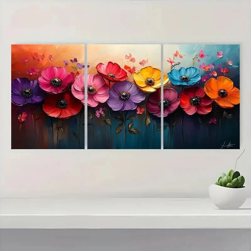 3pcs ABSTRACT FLOWER Art Vivid Flower  FG   Wall Art Set Canvas Framed 40x60cm - High Quality Print 100% Australian Made Wall Canvas Ready to Hang - Bella Home Decor