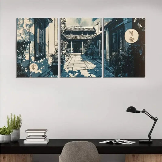 3pcs Northern Light Blue NL Wall Art Set Canvas Framed 50x70cm - High Quality Print 100% Australian Made Wall Canvas Ready to Hang