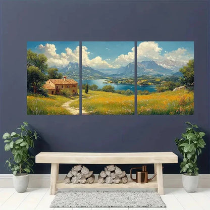 3pcs Extra Hillside Nature Scene  Wall Art Set Canvas Unframed - High Quality Print 100% Australian Made Wall Canvas