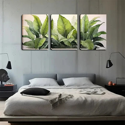 3pcs Tropical Green Banana Leaf Wall Art Set Canvas Unframed - High Quality Print 100% Australian Made Wall Canvas
