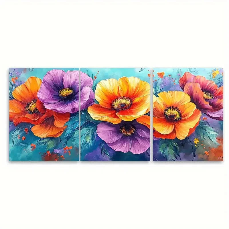 3pcs Flower Canvas Painting Luminous  Wall Art Set Canvas Framed 60x90cm - High Quality Print 100% Australian Made Wall Canvas Ready to Hang - Bella Home Decor